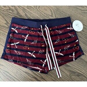 Harry Potter Sleep Shorts Size Medium 8-10 Pull On Maroon Blue Print Stretch